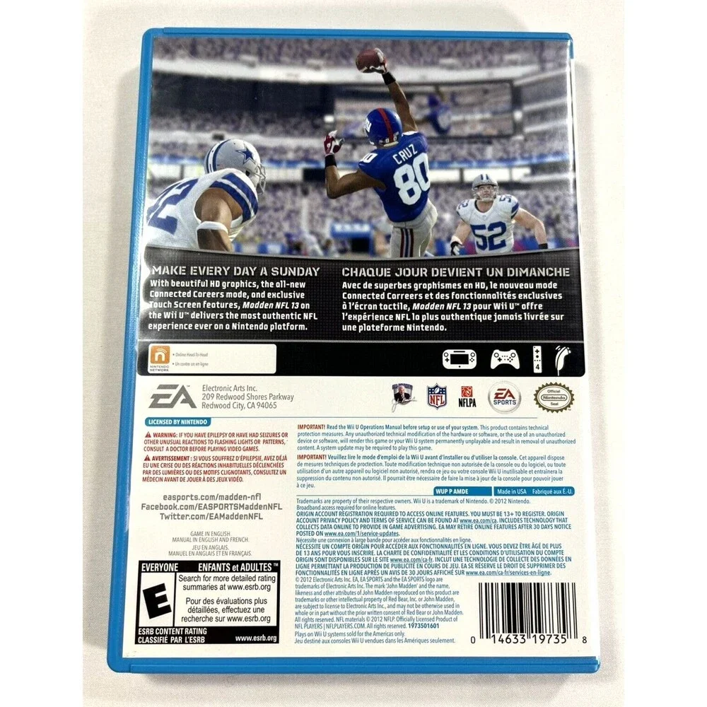 Madden NFL 13 Nintendo Wii U 2012  EA SPORTS Complete with Manual Tested